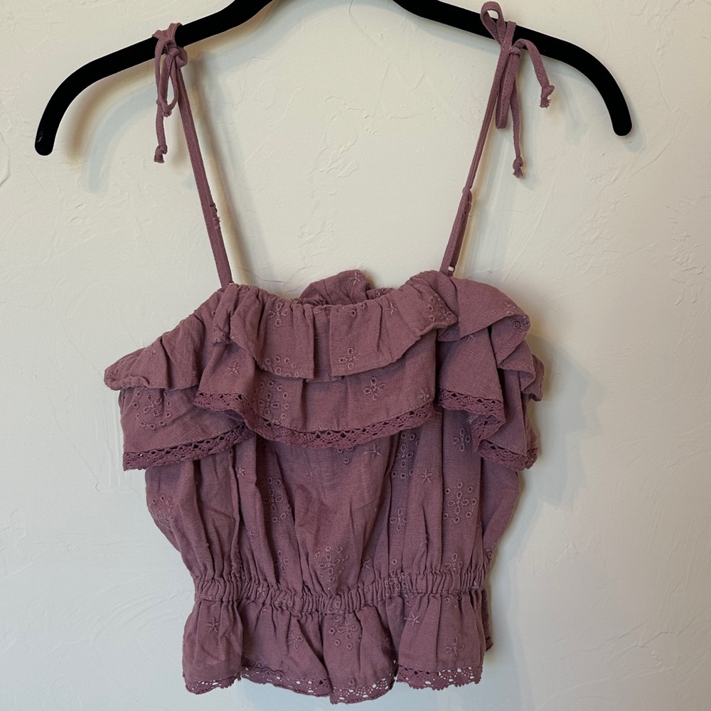 American Eagle Outfitters Mauve embroidered tank